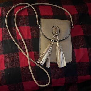 👜 Preloved Tan Crossbody Bag with Tassels